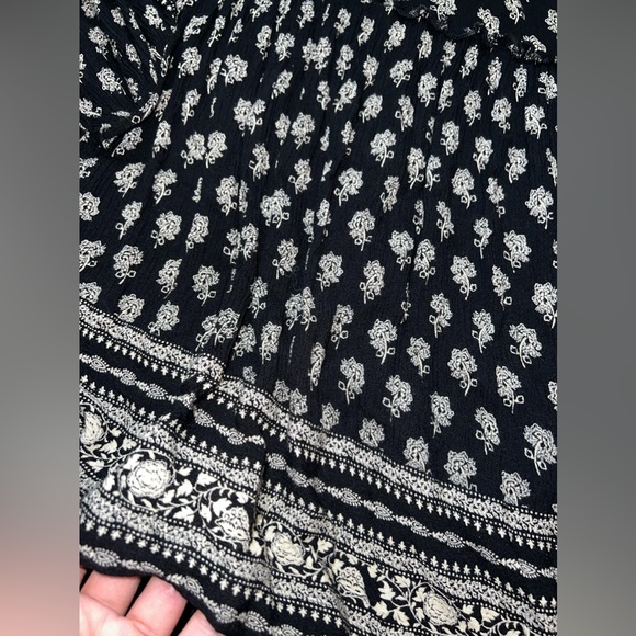 ZARA Black Printed Cinched Waist Dress size Small EUC - Picture 4 of 9